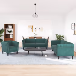 Set di Divani 3 pz Verde Scuro in Vellutocod mxl 91736 - Vista aggiuntiva 3