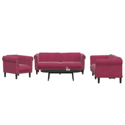 Set di Divani 3 pz Rosso Vino in Vellutocod mxl 92569