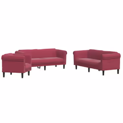 Set di Divani 3 pz Rosso Vino in Vellutocod mxl 92569 - Vista aggiuntiva 2