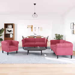 Set di Divani 3 pz Rosso Vino in Vellutocod mxl 92569 - Vista aggiuntiva 3