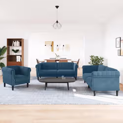VidaXL 3209217 set di mobili per soggiorno Blu Legno compensato, Legno - Vista aggiuntiva 2
