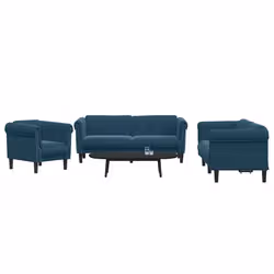 VidaXL 3209217 set di mobili per soggiorno Blu Legno compensato, Legno - Vista aggiuntiva 3