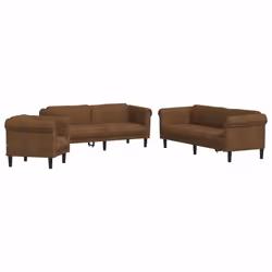 VidaXL 3209218, Marrone, Schiuma, Poliestere, Polywood, Legno, 3 seduta(e), 2,03 m, 77 cm