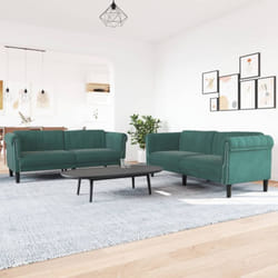 Vidaxl - Set di Divani 2 pz Verde Scuro in Velluto