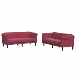 vidaXL Set di Divani 2 pz Rosso Vino in Velluto - Vista aggiuntiva 2