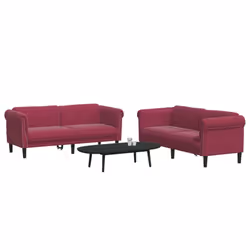 vidaXL Set di Divani 2 pz Rosso Vino in Velluto - Vista aggiuntiva 3