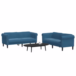 Set di Divani 2 pz Blu in Vellutocod mxl 116530 - Vista aggiuntiva 3