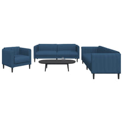 vidaXL Set di Divani 3 pz Blu in Tessuto