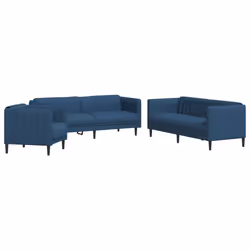 vidaXL Set di Divani 3 pz Blu in Tessuto - Vista aggiuntiva 2