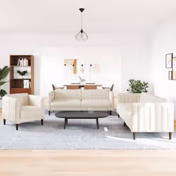 VidaXL 3209236 set di mobili per soggiorno Crema Legno compensato, Legno - Vista aggiuntiva 3