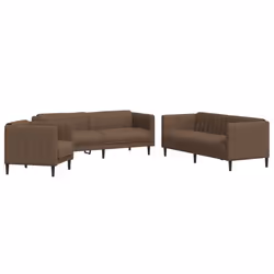 vidaXL Set di Divani 3 pz Marrone in Tessuto - Vista aggiuntiva 2