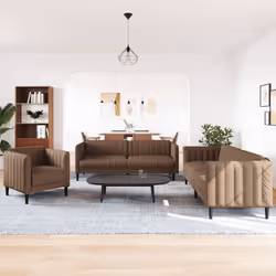 vidaXL Set di Divani 3 pz Marrone in Tessuto - Vista aggiuntiva 3