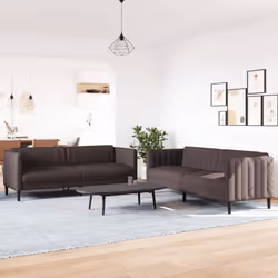 vidaXL Set di Divani 2 pz Marrone Scuro in Tessuto - Vista aggiuntiva 3