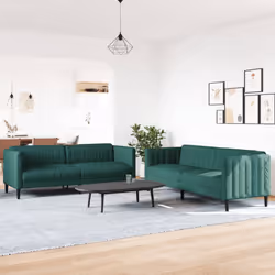 vidaXL Set di Divani 2 pz Verde Scuro in Tessuto - Vista aggiuntiva 3