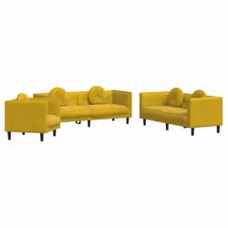 Set di Divani 3 pz con Cuscini Giallo in Vellutocod mxl 92585 - Vista aggiuntiva 2