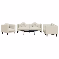 vidaXL Set di Divani 3 pz con Cuscini Crema in Velluto - Vista aggiuntiva 3