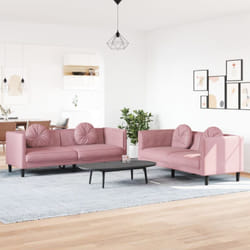 Vidaxl - Set di Divani 2 pz con Cuscini Rosa in Velluto
