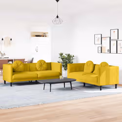 VidaXL 3209263 set di mobili per soggiorno Giallo Legno compensato, Legno - Vista aggiuntiva 2