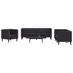 VidaXL 3209267 set di mobili per soggiorno Nero Legno compensato, Legno - Vista aggiuntiva 2