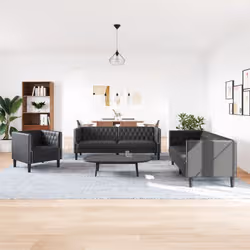 VidaXL 3209267 set di mobili per soggiorno Nero Legno compensato, Legno - Vista aggiuntiva 3