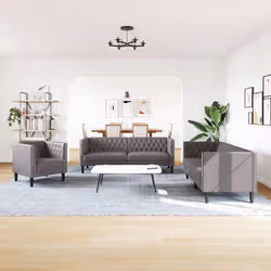 VidaXL 3209270 set di mobili per soggiorno Grigio Legno compensato, Legno - Vista aggiuntiva 3