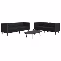 VidaXL 3209274 set di mobili per soggiorno Nero Legno compensato, Legno - Vista aggiuntiva 2