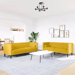 VidaXL 3209287 set di mobili per soggiorno Giallo Legno compensato, Legno - Vista aggiuntiva 3