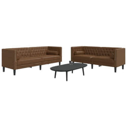vidaXL Divani Chesterfield 2pz Cuscini Marrone Similpelle Scamosciata