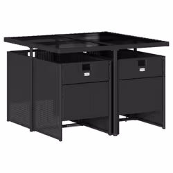 Set da Pranzo da Giardino 5 pz Nero con Cuscini in Polyrattancod mxl 89456 - Vista aggiuntiva 3
