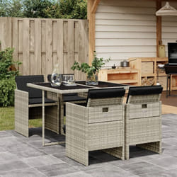 Vidaxl - Set Pranzo da Giardino 5pz con Cuscini Grigio Chiaro Polyrattan
