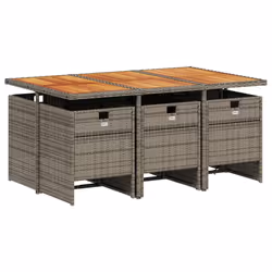 Set da Pranzo da Giardino 7 pz con Cuscini in Polyrattan Grigiocod mxl 89571 - Vista aggiuntiva 3