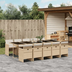 Vidaxl - Set da Pranzo da Giardino 11 pz con Cuscini Beige in Polyrattan