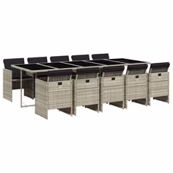 Set Pranzo Giardino 11pz con Cuscini Grigio Chiaro Polyrattancod mxl 88508 - Vista aggiuntiva 2