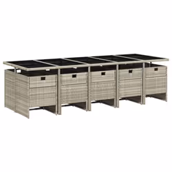 Set Pranzo Giardino 11pz con Cuscini Grigio Chiaro Polyrattancod mxl 88508 - Vista aggiuntiva 3