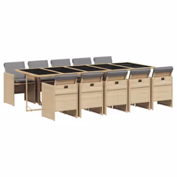 Set Pranzo da Giardino 11 pz con Cuscini Beige Misto Polyrattancod mxl 111118 - Vista aggiuntiva 2
