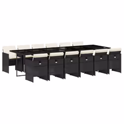 Set da Pranzo da Giardino 13pz con Cuscini Nero in Polyrattancod mxl 87114 - Vista aggiuntiva 2
