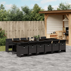 Set da Pranzo da Giardino 13pz con Cuscini Nero in Polyrattancod mxl 111119