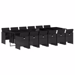 Set da Pranzo da Giardino 13pz con Cuscini Nero in Polyrattancod mxl 111119 - Vista aggiuntiva 2