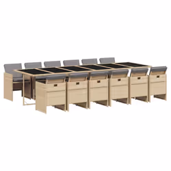Set Pranzo da Giardino 13 pz con Cuscini Beige Misto Polyrattancod mxl 111191 - Vista aggiuntiva 2
