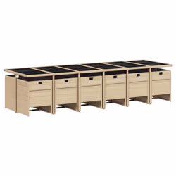 Set Pranzo da Giardino 13 pz con Cuscini Beige Misto Polyrattancod mxl 111191 - Vista aggiuntiva 3