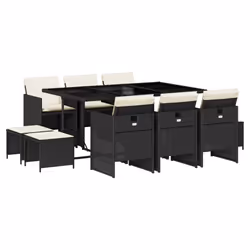 Set da Pranzo da Giardino 11 pz con Cuscini in Polyrattan Nerocod mxl 87261 - Vista aggiuntiva 2