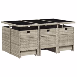 Set Pranzo Giardino 11pz con Cuscini Grigio Chiaro Polyrattancod mxl 112256 - Vista aggiuntiva 3
