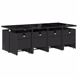 Set da Pranzo da Giardino 13pz con Cuscini Nero in Polyrattancod mxl 113589 - Vista aggiuntiva 3