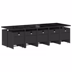 Set da Pranzo da Giardino 15 pz con Cuscini Nero in Polyrattancod mxl 111259 - Vista aggiuntiva 3