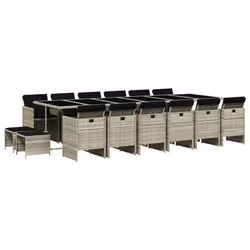 Set da Pranzo da Giardino 17pz con Cuscini Grigio in Polyrattancod mxl 112580 - Vista aggiuntiva 2