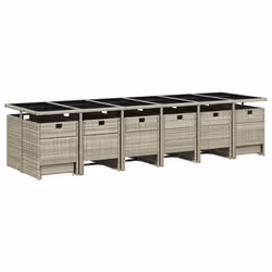 Set da Pranzo da Giardino 17pz con Cuscini Grigio in Polyrattancod mxl 112580 - Vista aggiuntiva 3