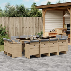 Set Pranzo da Giardino 13 pz con Cuscini Beige Misto Polyrattancod mxl 92682