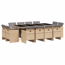 Set Pranzo da Giardino 13 pz con Cuscini Beige Misto Polyrattancod mxl 92682 - Vista aggiuntiva 2