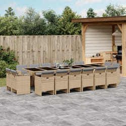 Set Pranzo da Giardino 17 pz con Cuscini Beige Misto Polyrattancod mxl 87191