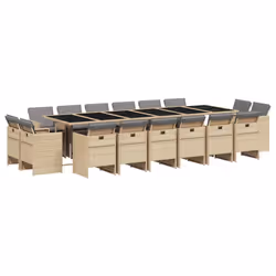 Set Pranzo da Giardino 17 pz con Cuscini Beige Misto Polyrattancod mxl 87191 - Vista aggiuntiva 2